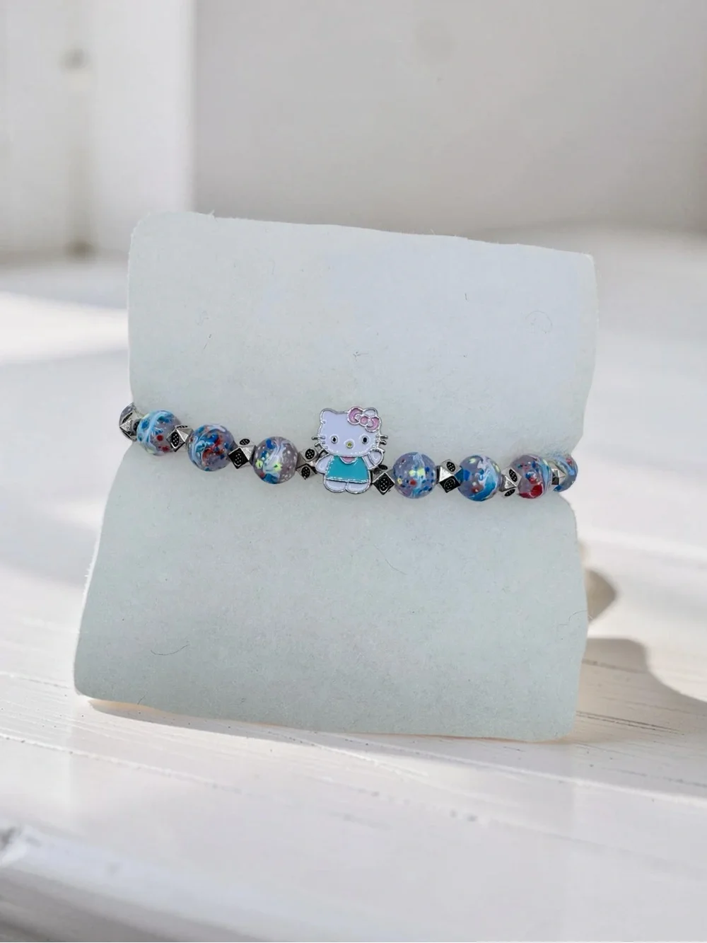 Hello Kitty Beaded Stretch Bracelet | 8mm Beads | 7.5” Wrist